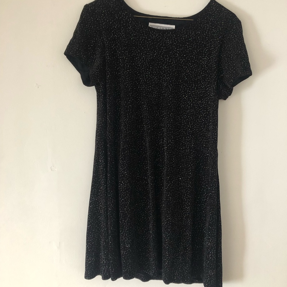 Vintage 90s Black Sparkly Mini Dress